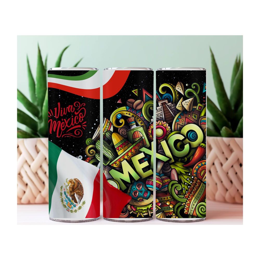 Viva Mexico 20 oz Tumbler, Central American, Mexican gift, b...
