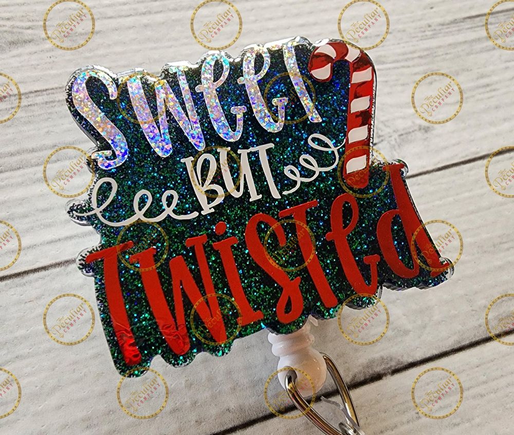 Sweet But Twisted Badge Reel, Badge holder, Christmas badge ...