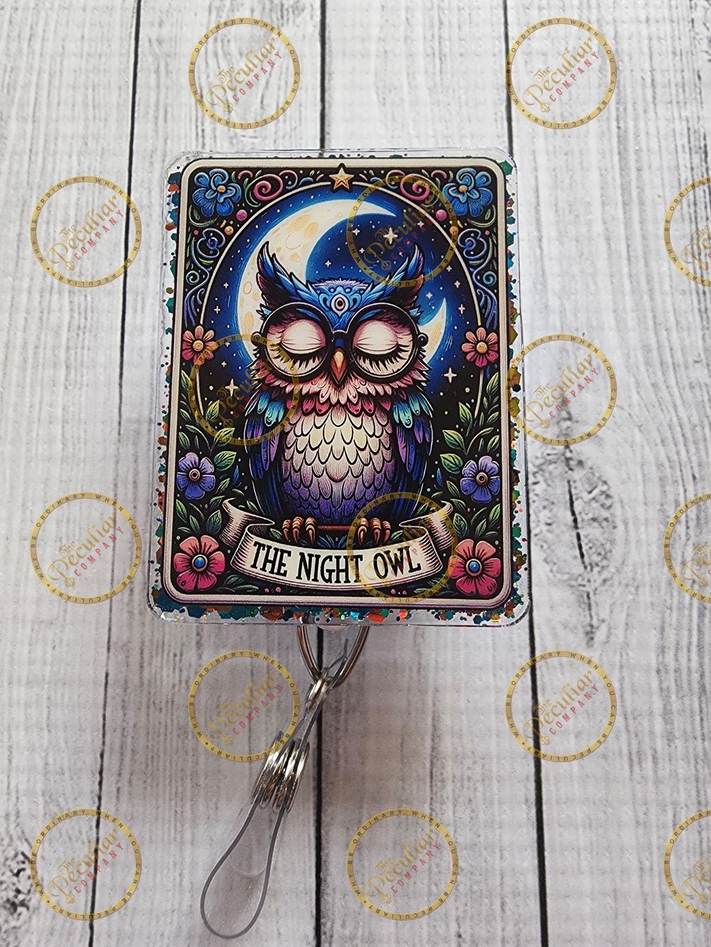 Night Owl Badge Reel, Badge holder, RN badge reel, Nurse bad...
