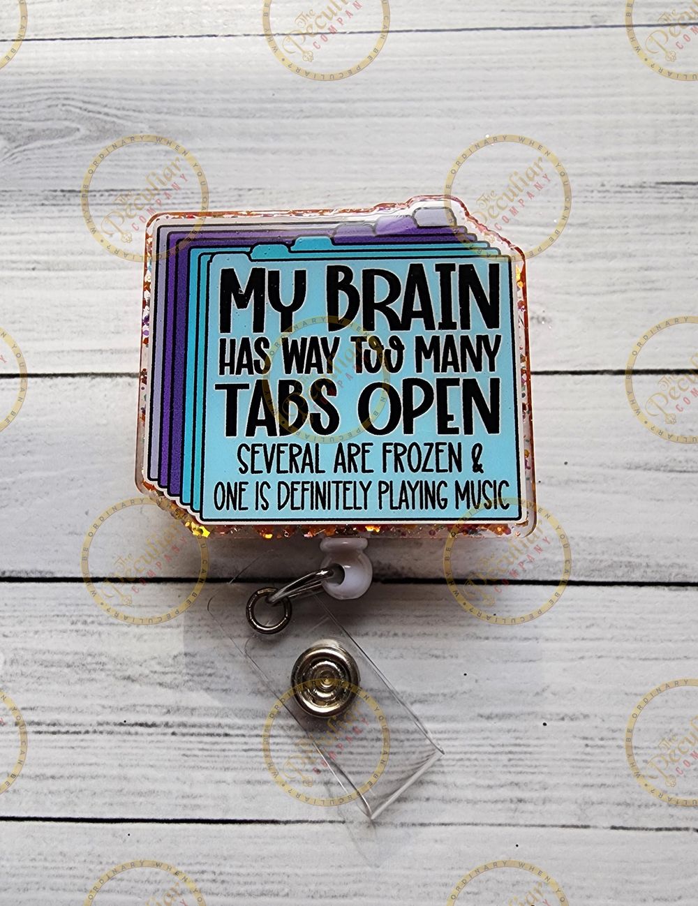 Brain Tabs Badge Reel, Badge holder, Funny badge reel, work ...