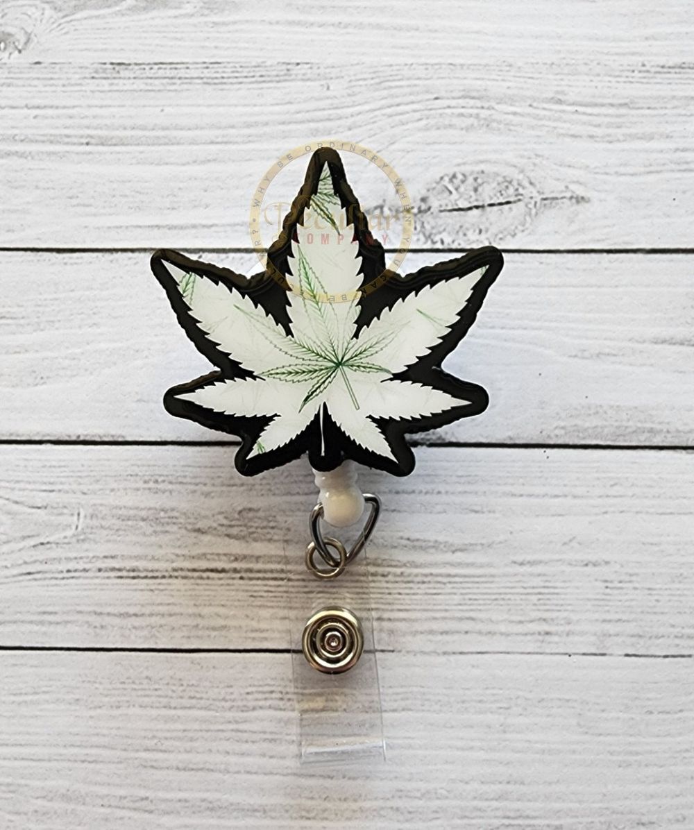 Marijuana Leaf Dispensary Badge Reel
