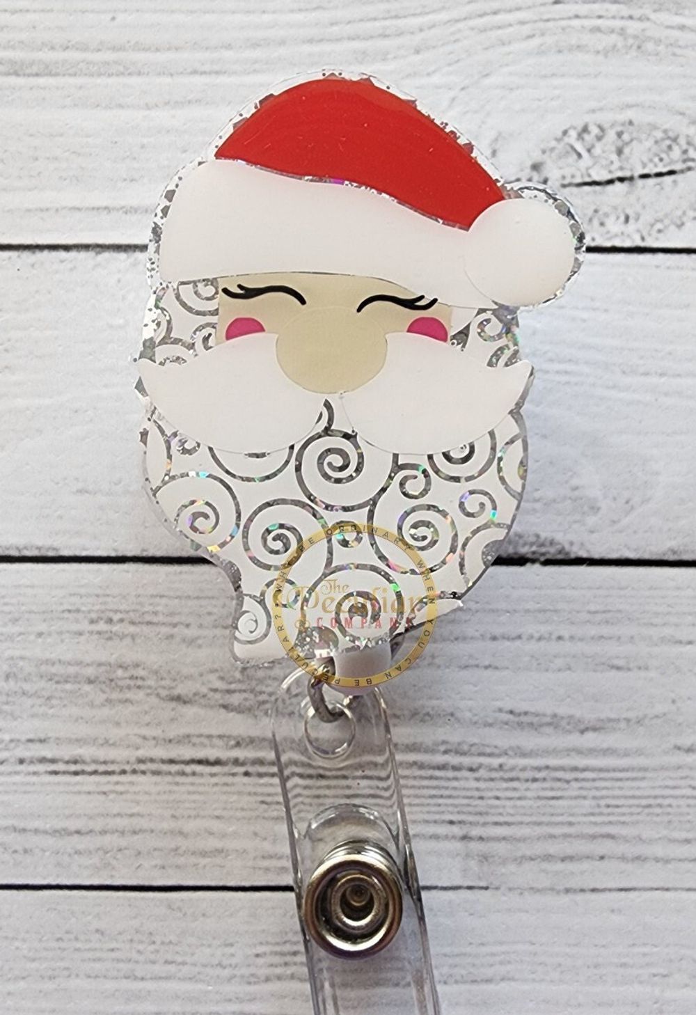 Santa Claus Badge Reel, seasonal badge reel, badge holder, C...
