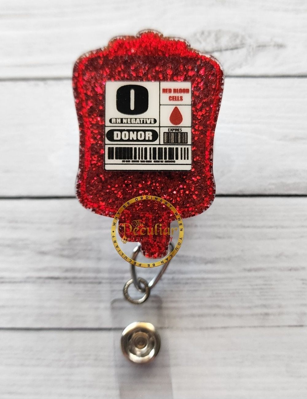 Blood Type Donor Blood Bag Badge Reel (Variety of Options), ...