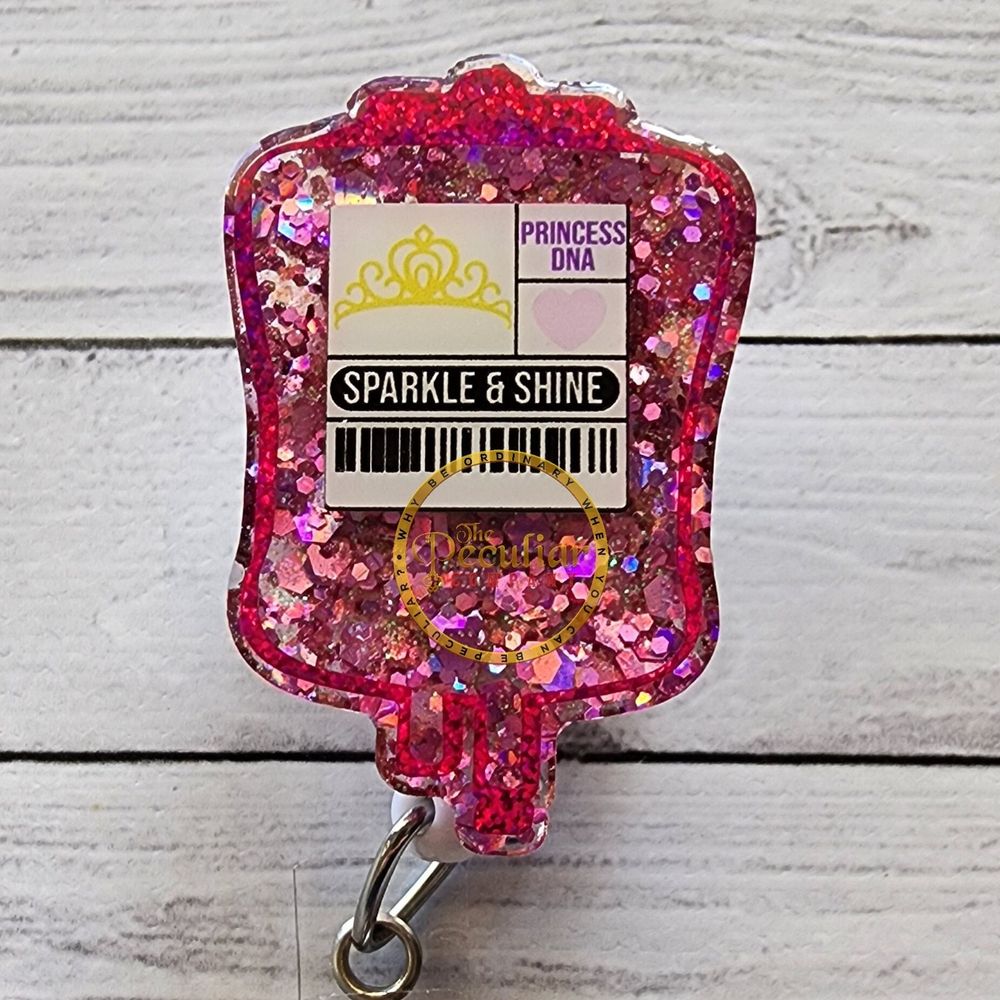 Princess DNA Blood Bag Badge Reel, Badge holder, RN badge re...