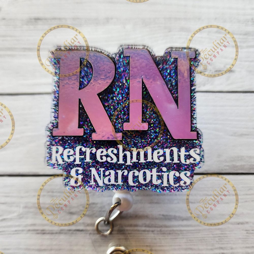 RN Refreshments Badge Reel, Registered Nurse, Badge holder, ...