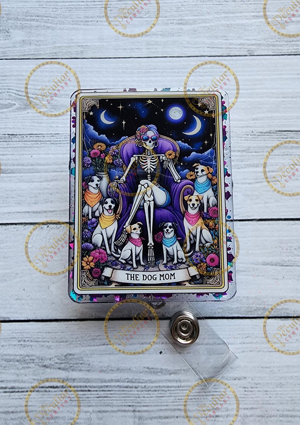 Dog Mom Tarot Badge Reel, Badge holder, Tarot badge reel, Pe...