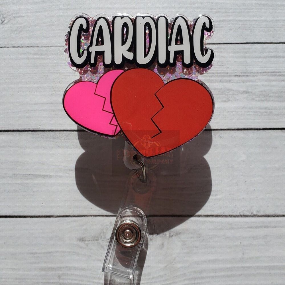 Cardiac Heart Badge Reel, RN badge holder, nurse badge, card...