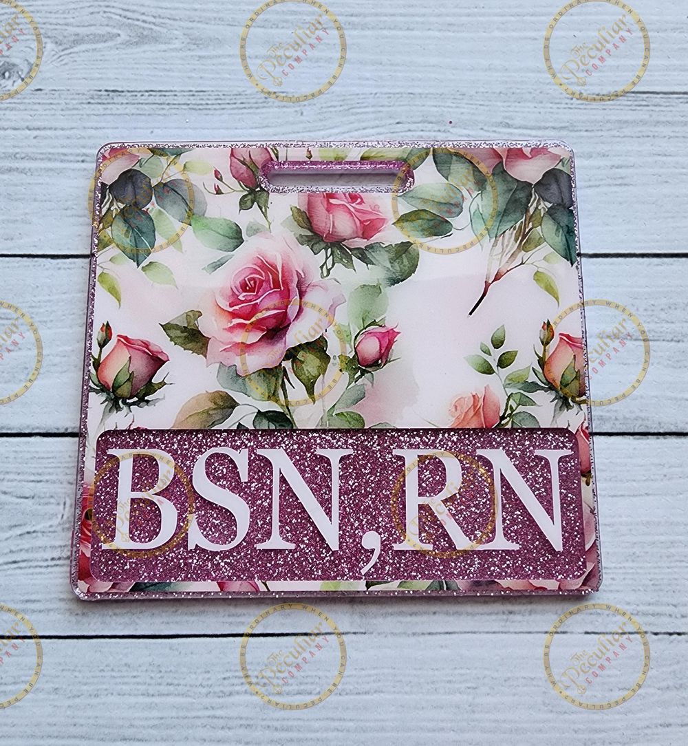 Vivid Pink Roses Badge Buddy, Badge backer, Badge card, cred...