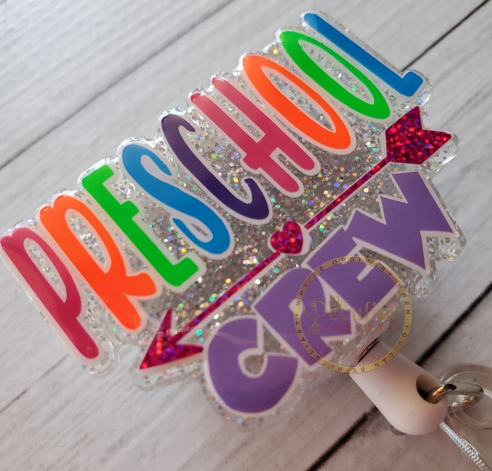 Preschool Crew Badge Reel, educators, teacher badge reel, ea...
