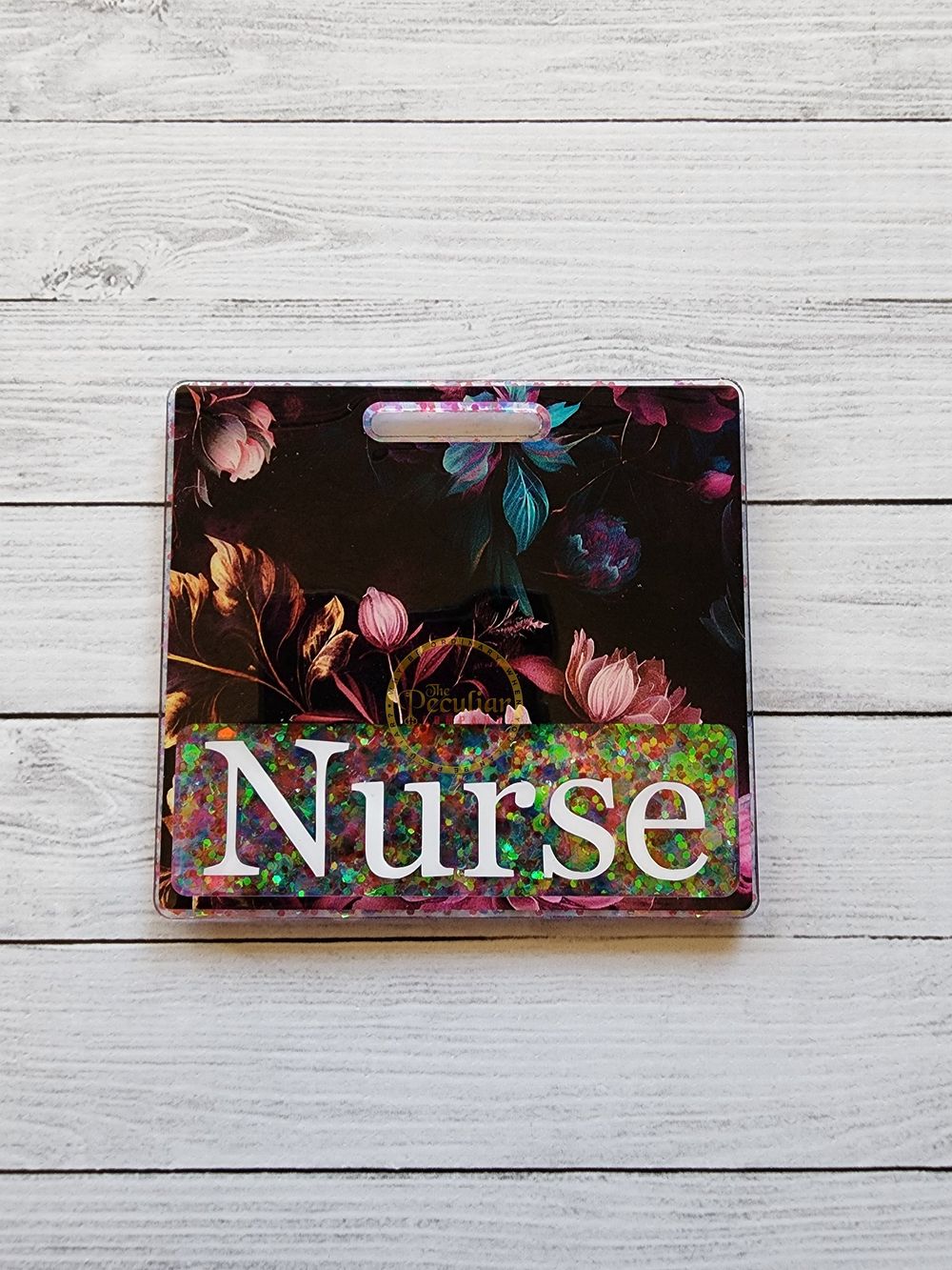 Dark Peonies Badge Buddy (Variety of Sizes), Nurse Badge bac...