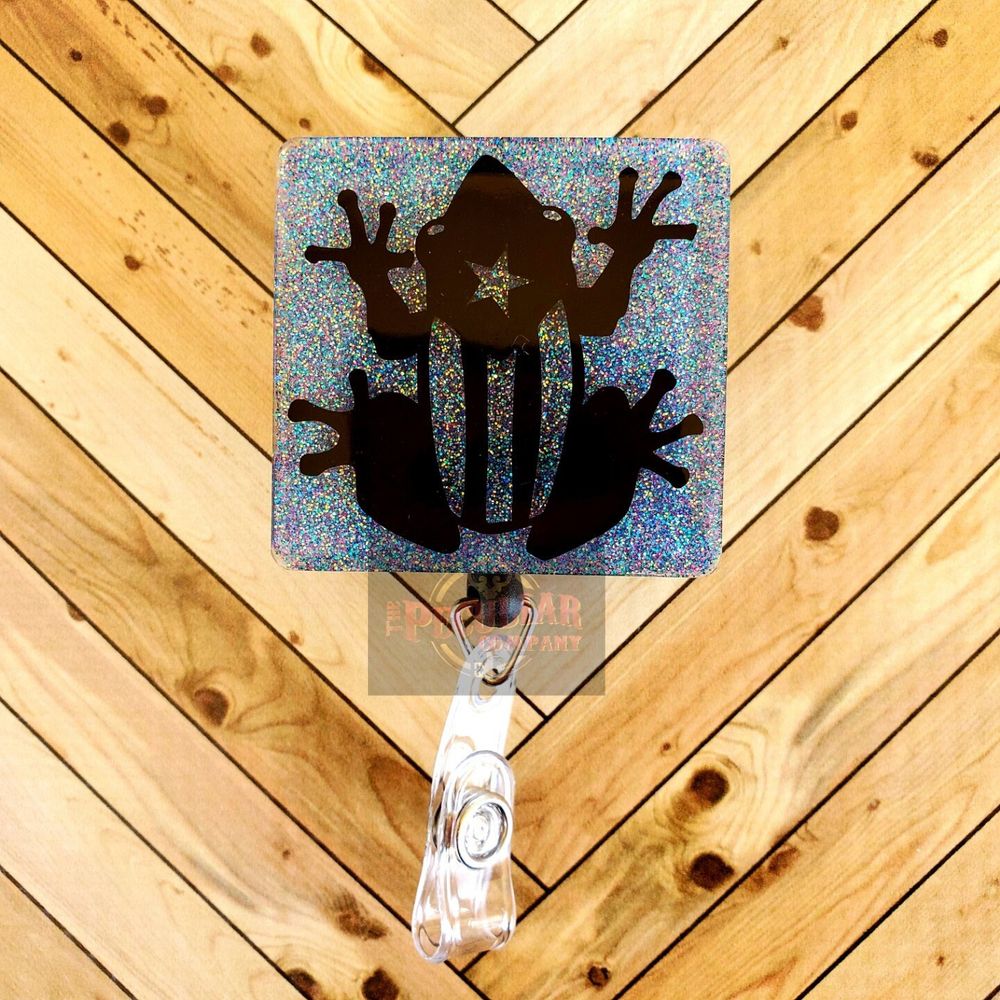 Independence Coqui Glitter Badge Reel, Puerto Rico, Badge ho...