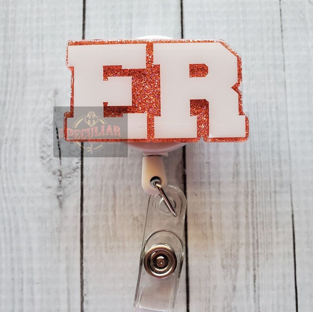 ER Badge Reel, emergency room, nurses, RN, msn, bsn, md, rrt...