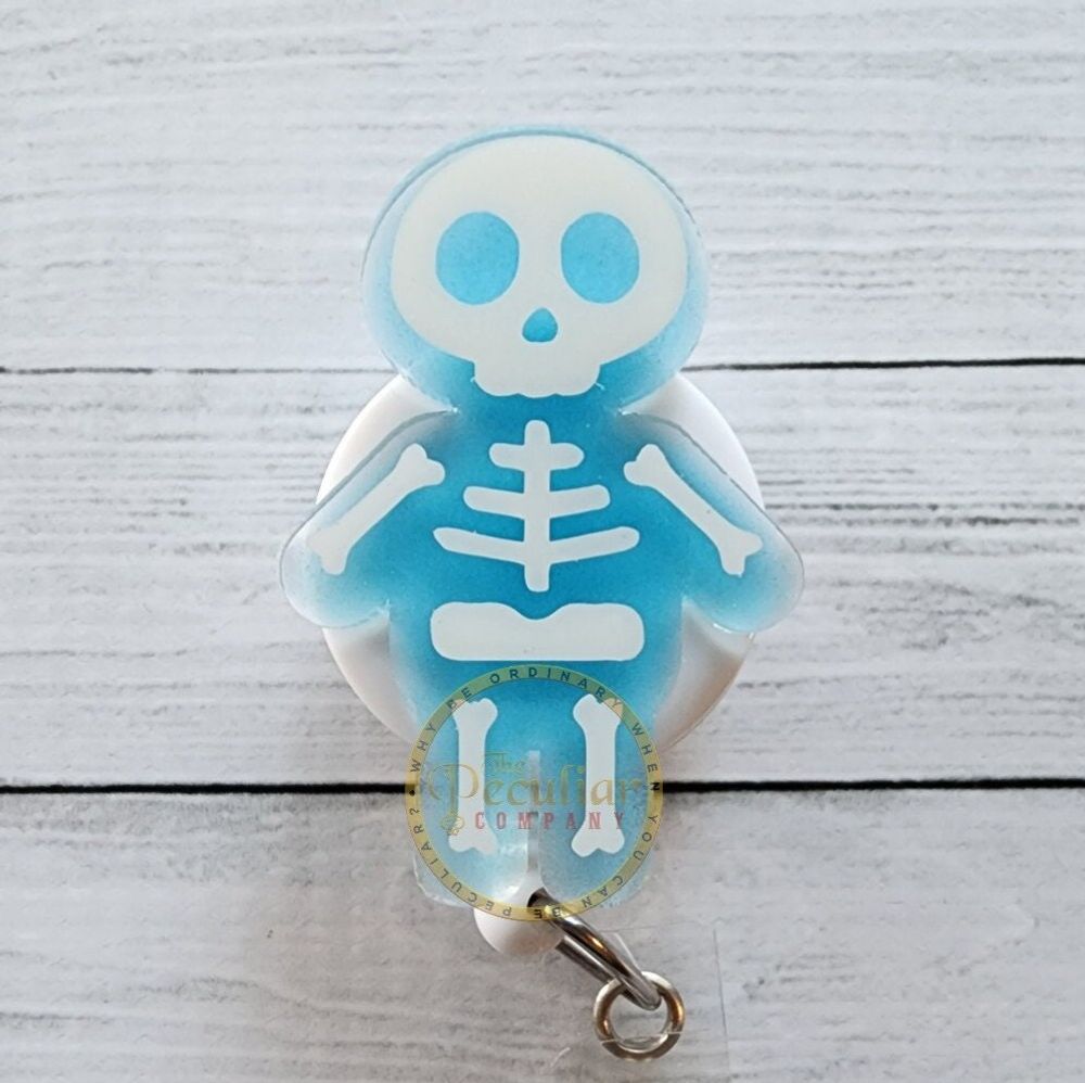 Glow-In-The-Dark Skeleton Badge Reel, badge holder, Xray tec...