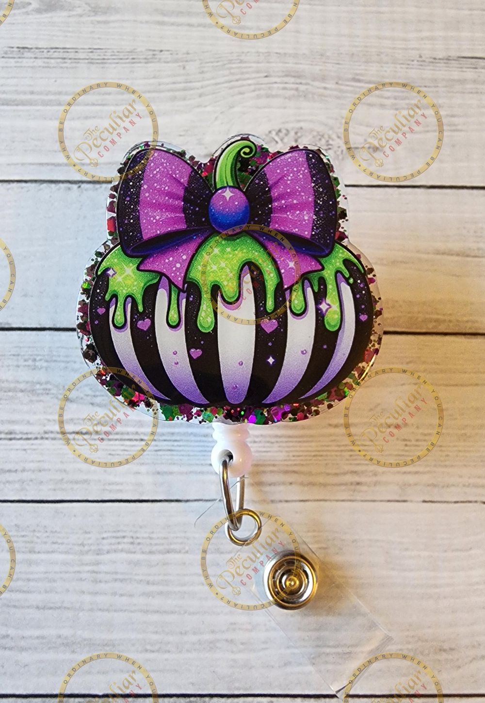 Mostly Ghostly Pumpkin Badge Reel, Spooky badge reel, RN bad...
