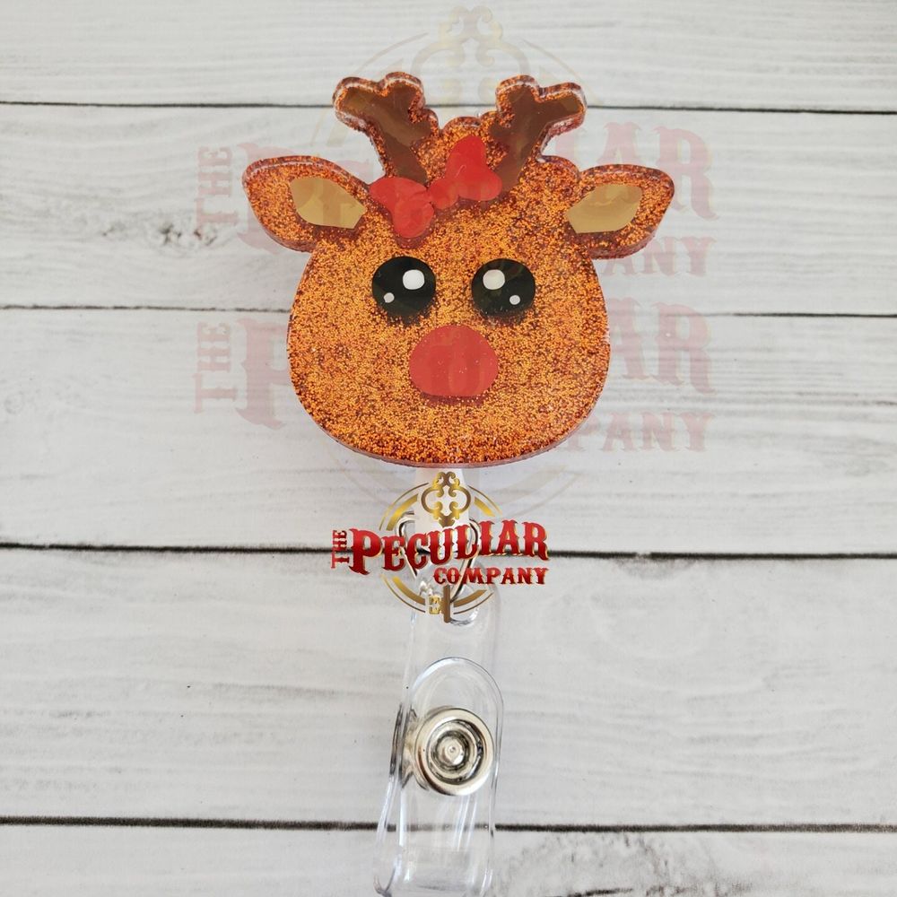 Reindeer Badge Reel, Christmas badge reel, badge holder, Sea...