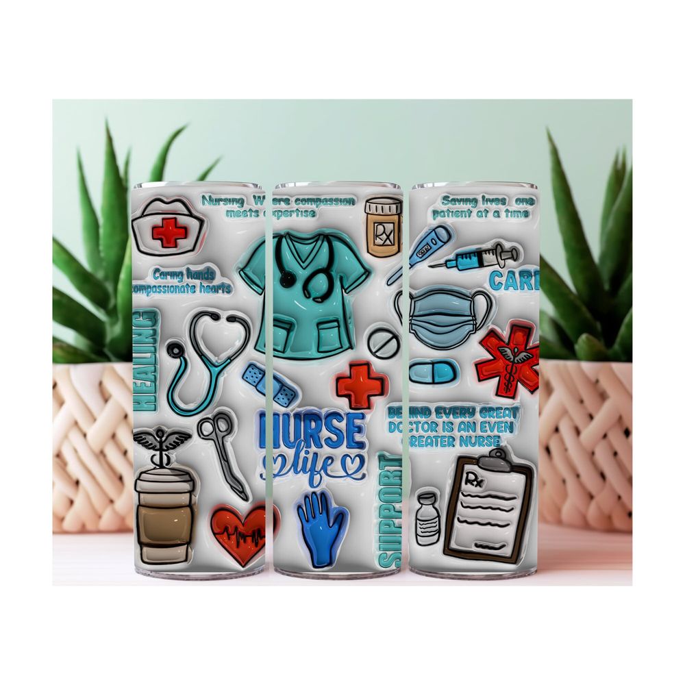 Nurse 3D Puffy 20 oz Tumbler, RN, MSN, BSN, Healthcare, Gift...