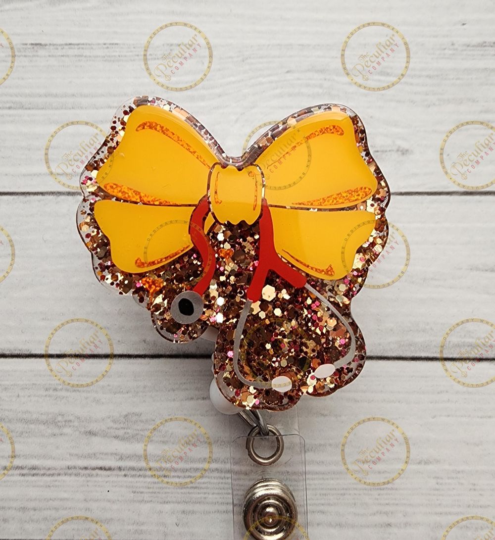 Fall Stethoscope Bow Badge Reel, Badge holder, nurse badge, ...