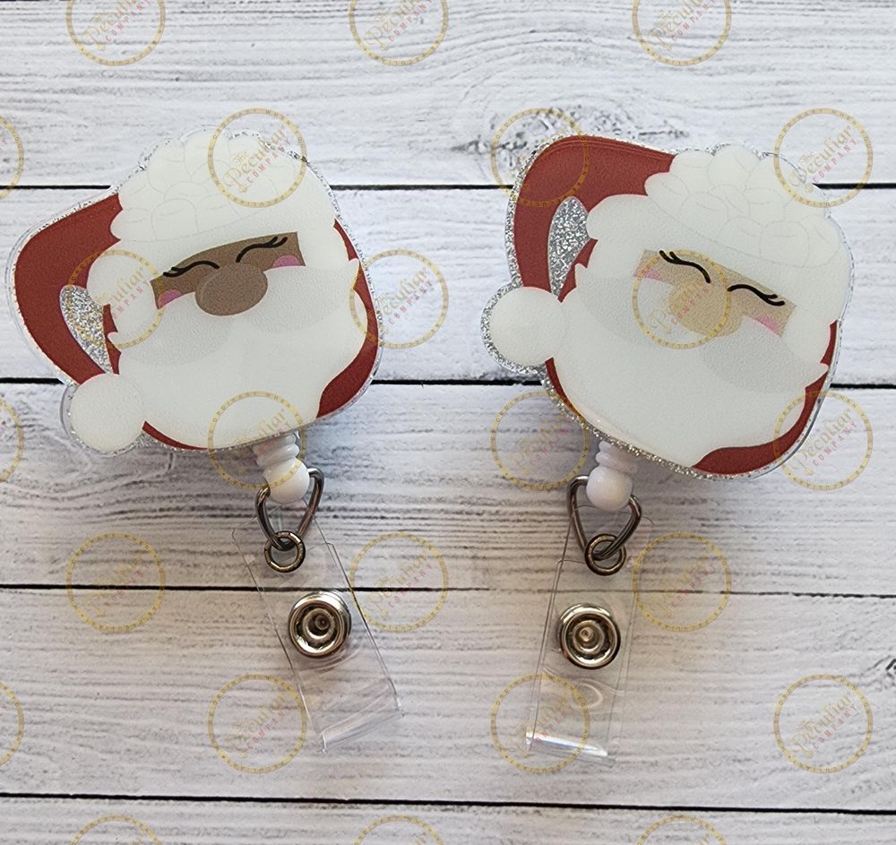 Hot Cocoa Santa Badge Reel, Badge holder, Christmas badge re...