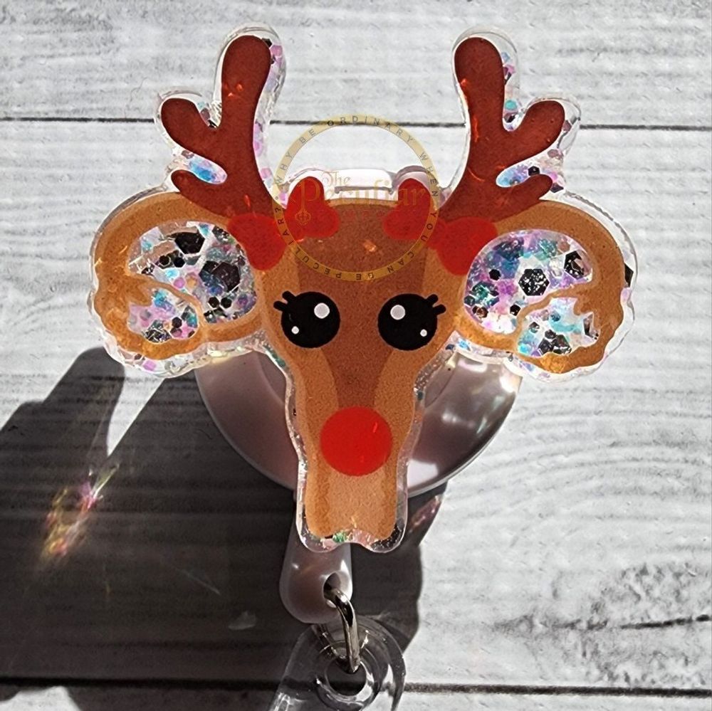 Reproductive Reindeer Badge Reel, OBGYN, OB, Nursing, L&D, b...