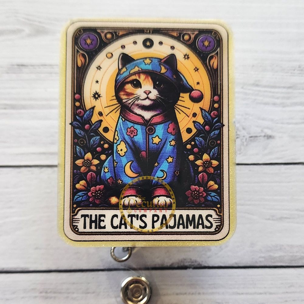 The Cats Pajamas Tarot Card Badge Reel, Badge holder, cat lo...