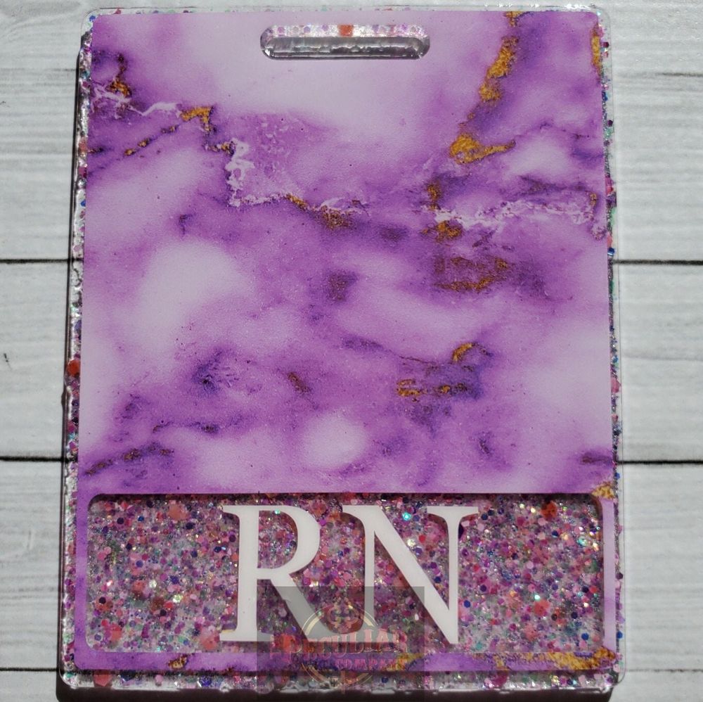 Purple and Gold Marble Badge Buddy (Various Sizes), Nurse Ba...