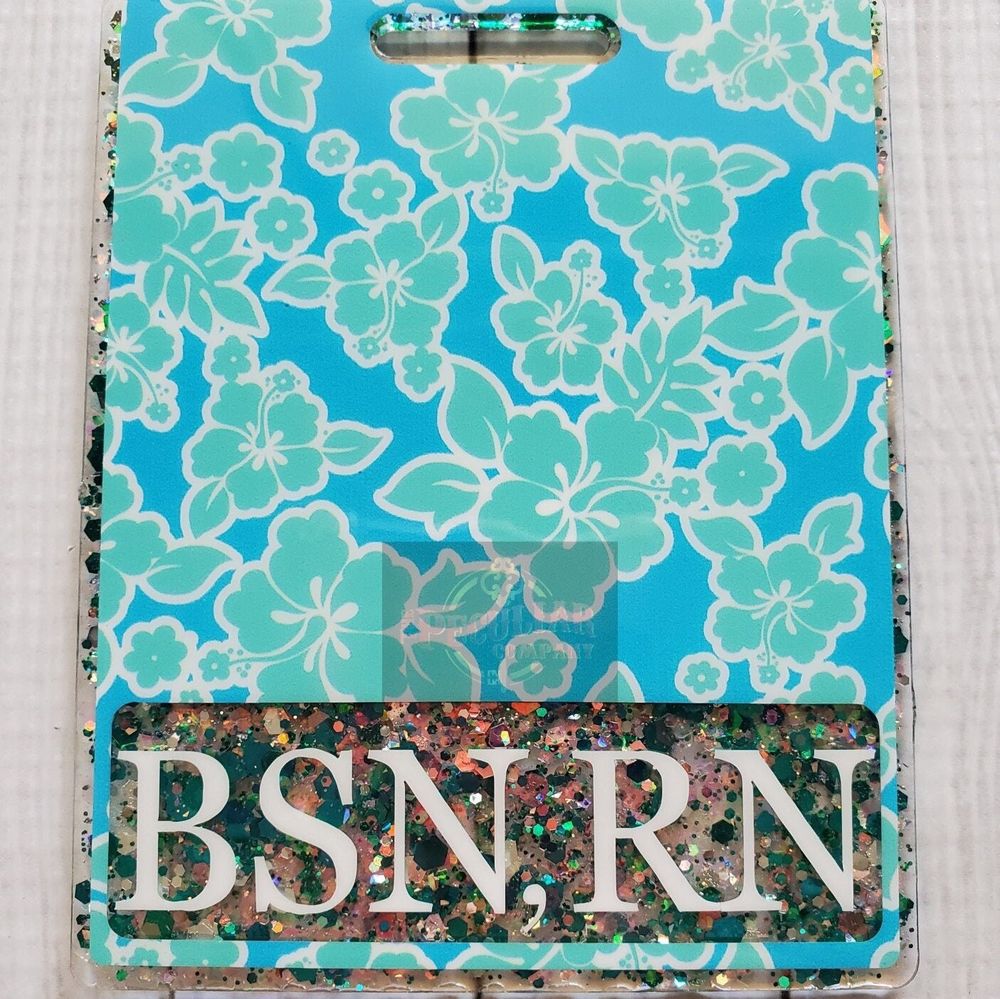Blue Floral Badge Buddy (Variety of sizes)