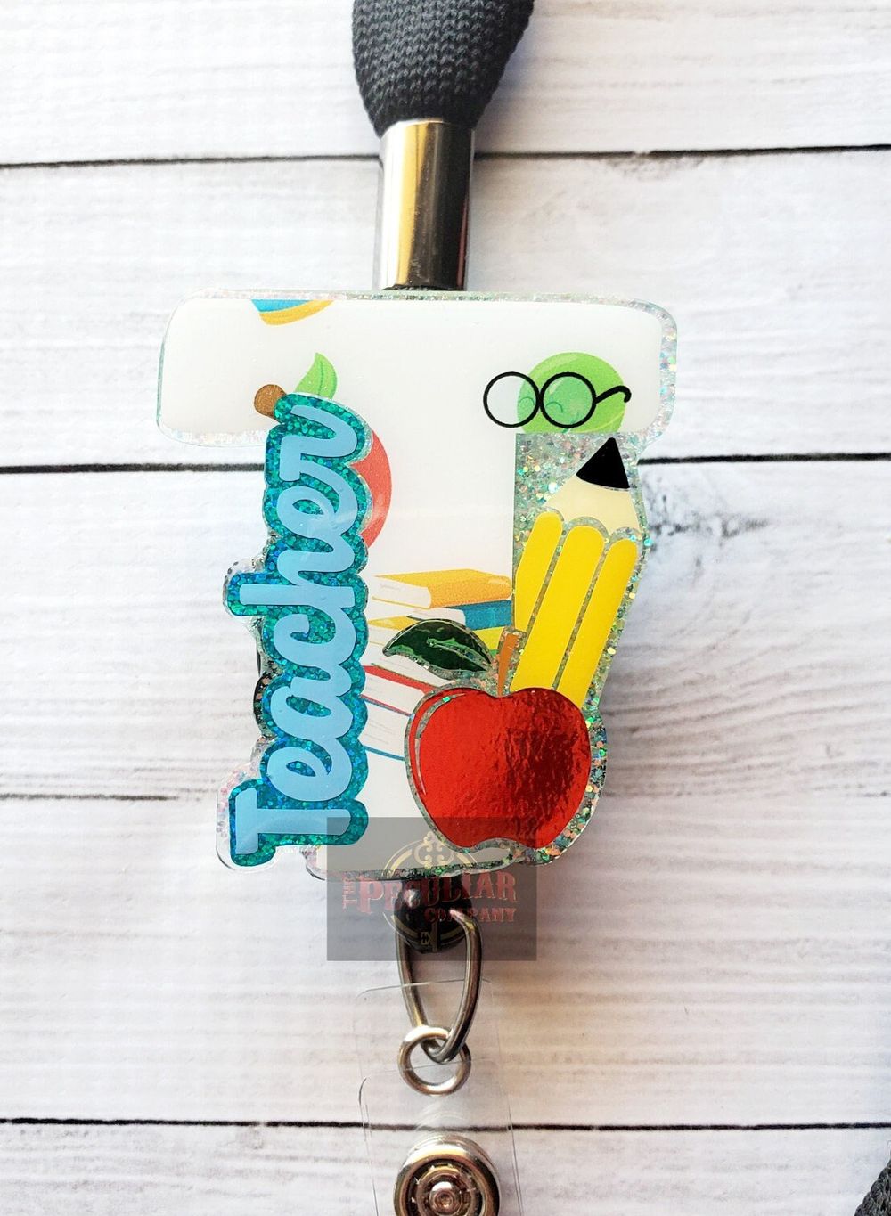 Teacher Book Worm Badge Reel, educator lanyard, teacher lany...