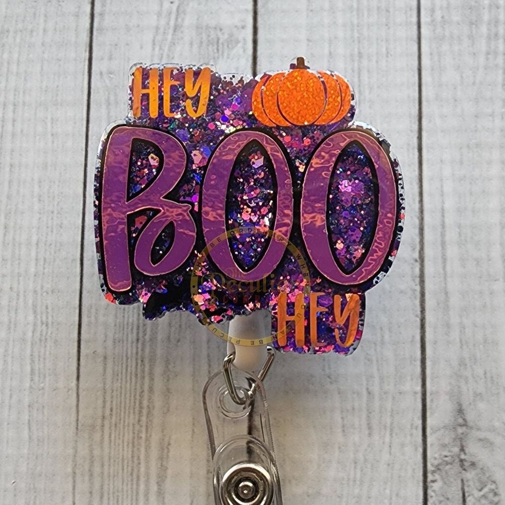 Hey Boo Hey Badge Reel, Fall, Halloween badge holder, Season...