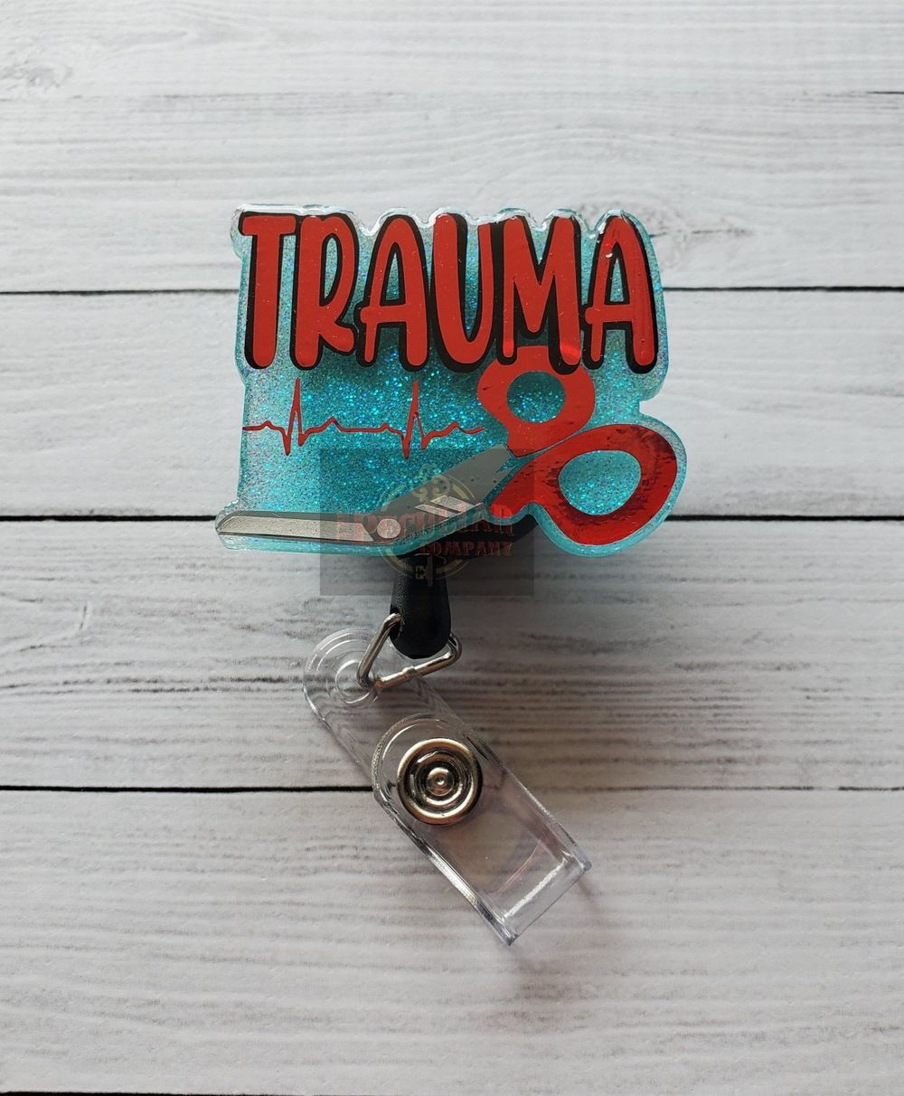 Trauma Badge Reel, RN, MSN, Rt, RRT, md, cna, lpn, healthcar...