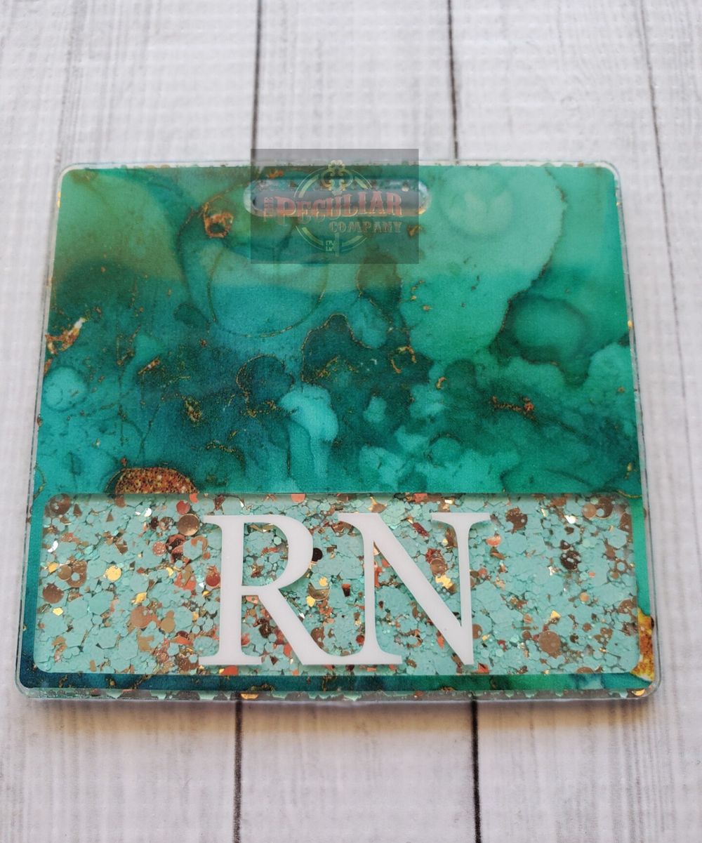 Teal Green and Gold Marble Badge Buddy (Variety of Sizes), N...