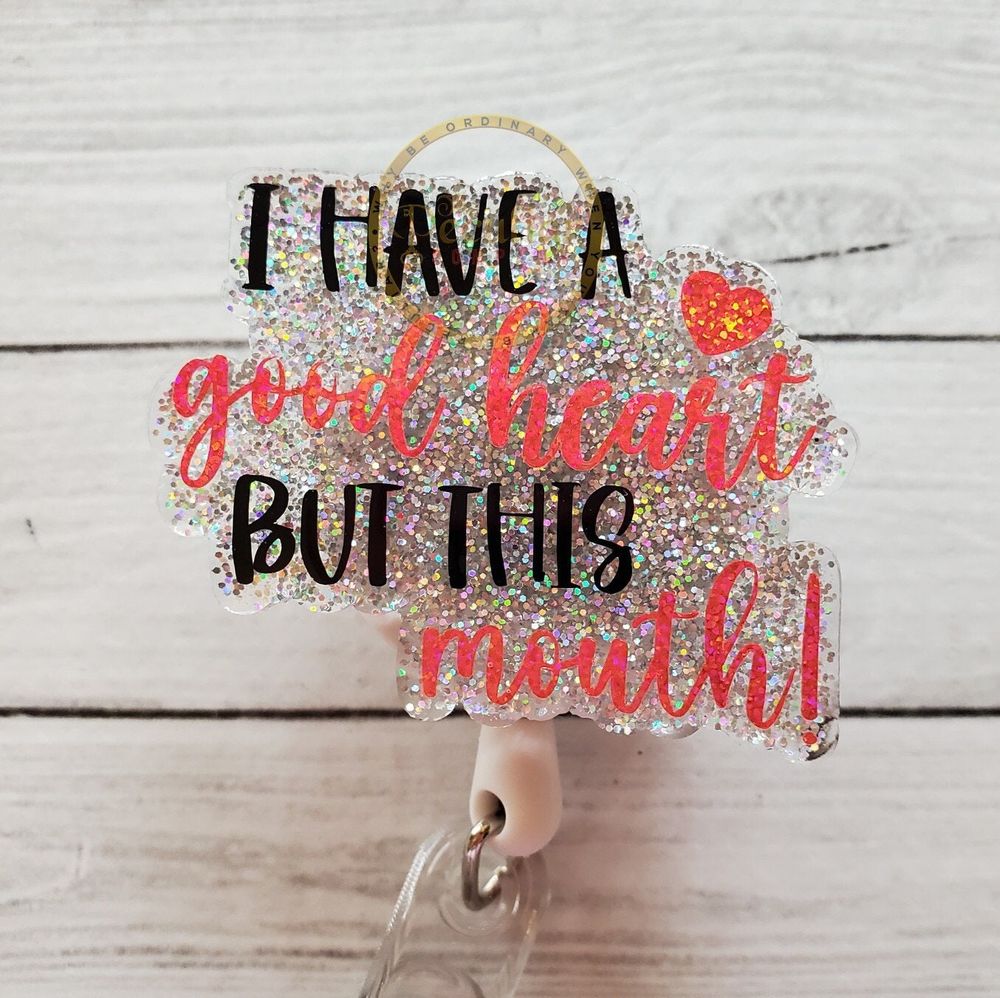 Good Heart Badge Reel, badge holder, funny badge holder, wor...