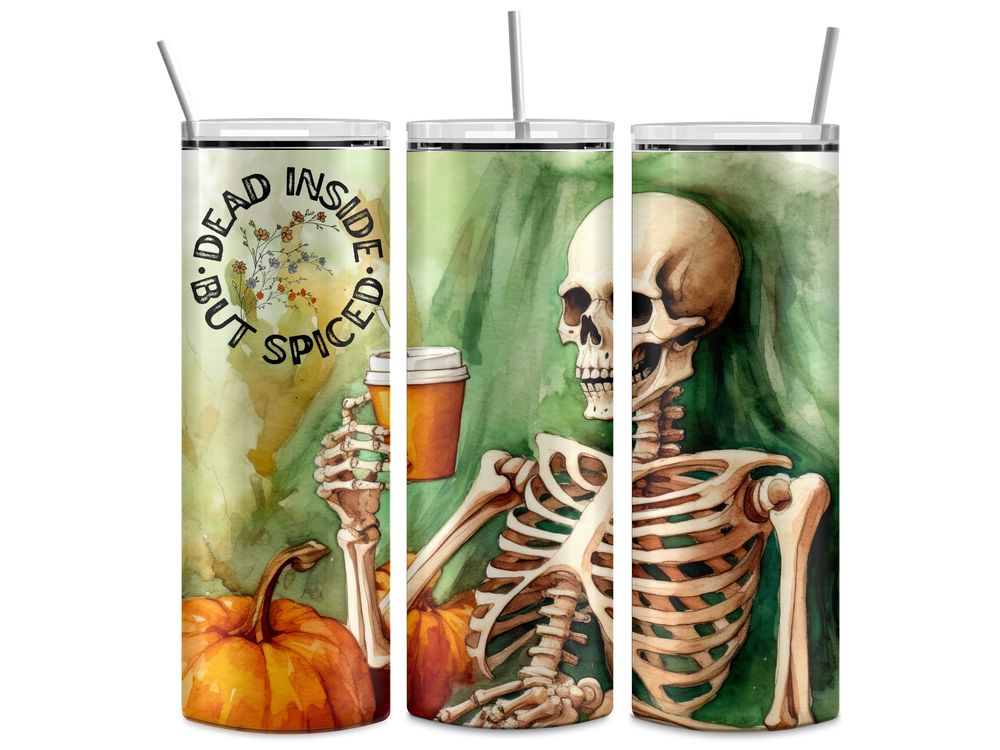 Dead Inside but Spiced 20 oz Tumbler, Halloween tumbler, Fal...