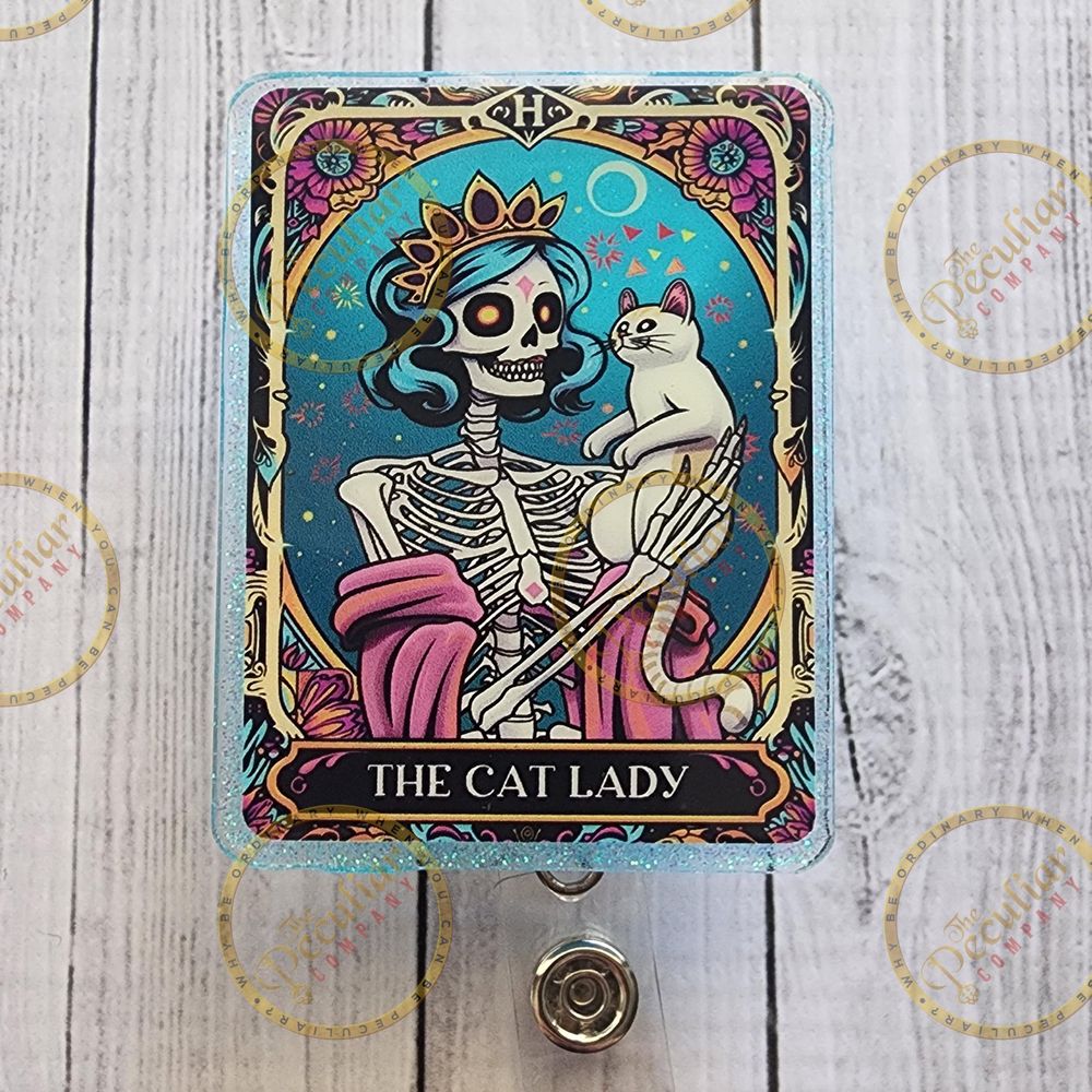 The Cat Lady Tarot Badge Reel, Badge holder, Funny badge ree...