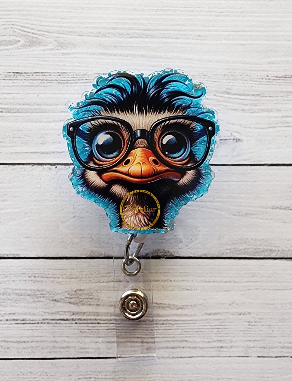 Studious Ostrich Badge Reel, Badge holder, funny badge reel,...