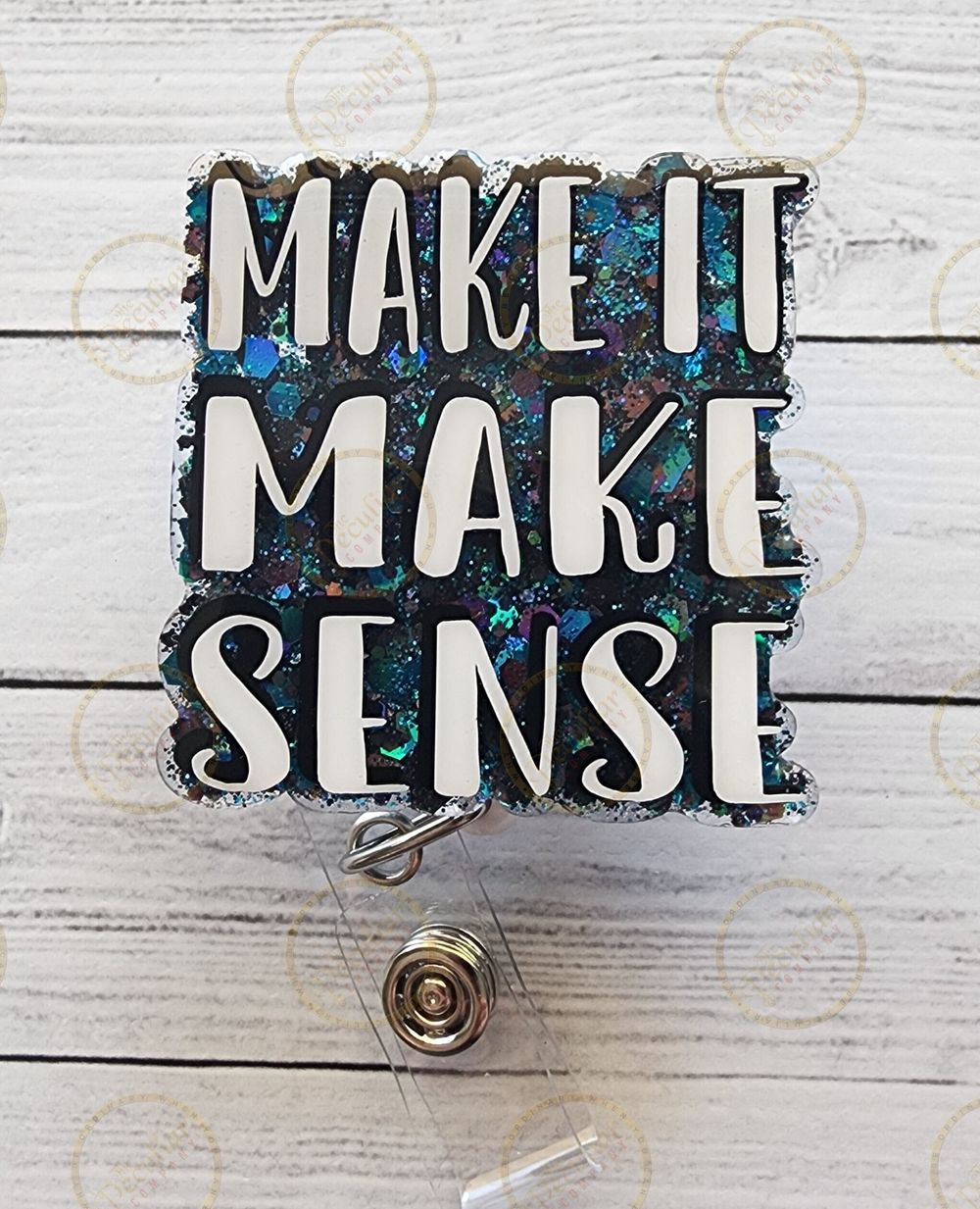 Make It Make Sense Badge Reel, Badge holder, Retail, Glitter...