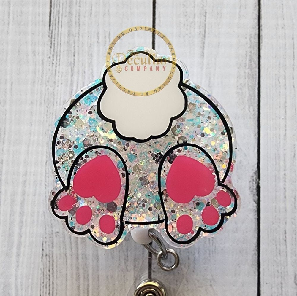 Bunny Butt Badge Reel, Spring badge reel, badge holder, East...