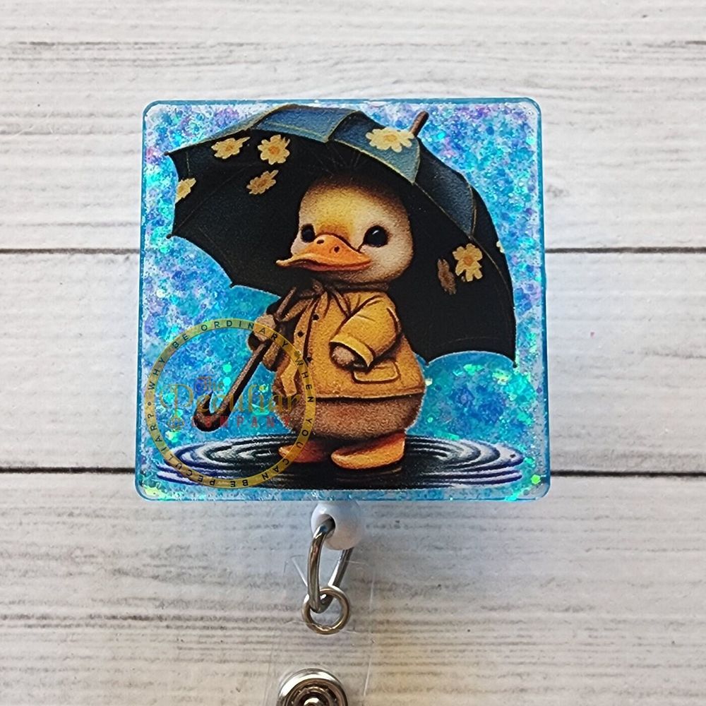 Stroll In The Rain Duck Badge Reel, Badge holder, pediatrics...