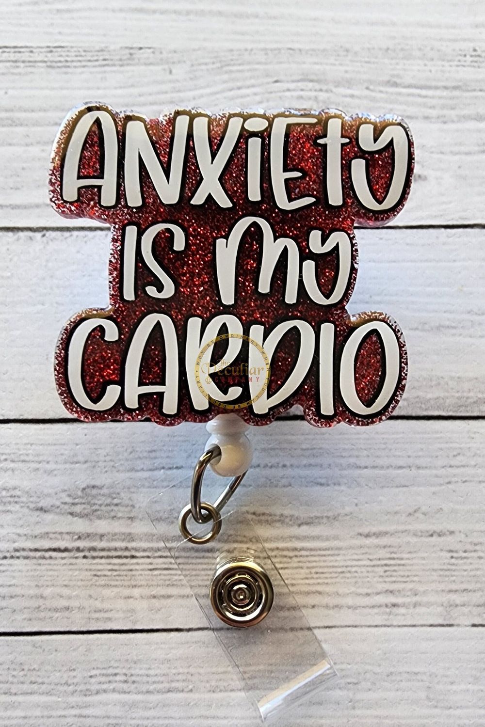 Anxiety is My Cardio Badge Reel, funny badge reel, badge hol...