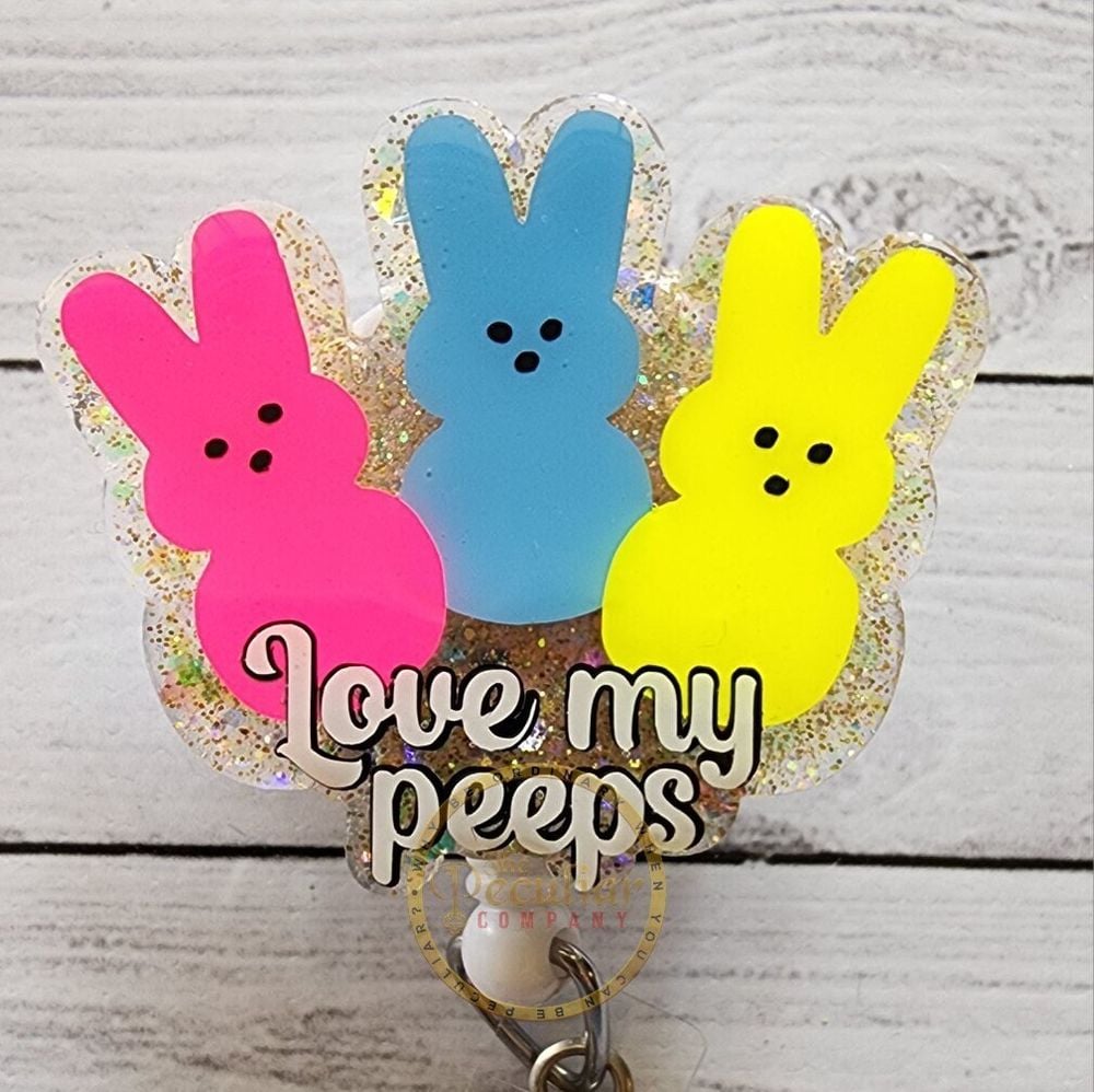 My Peeps Badge Reel, Easter badge reel, Bunny badge reel, ba...