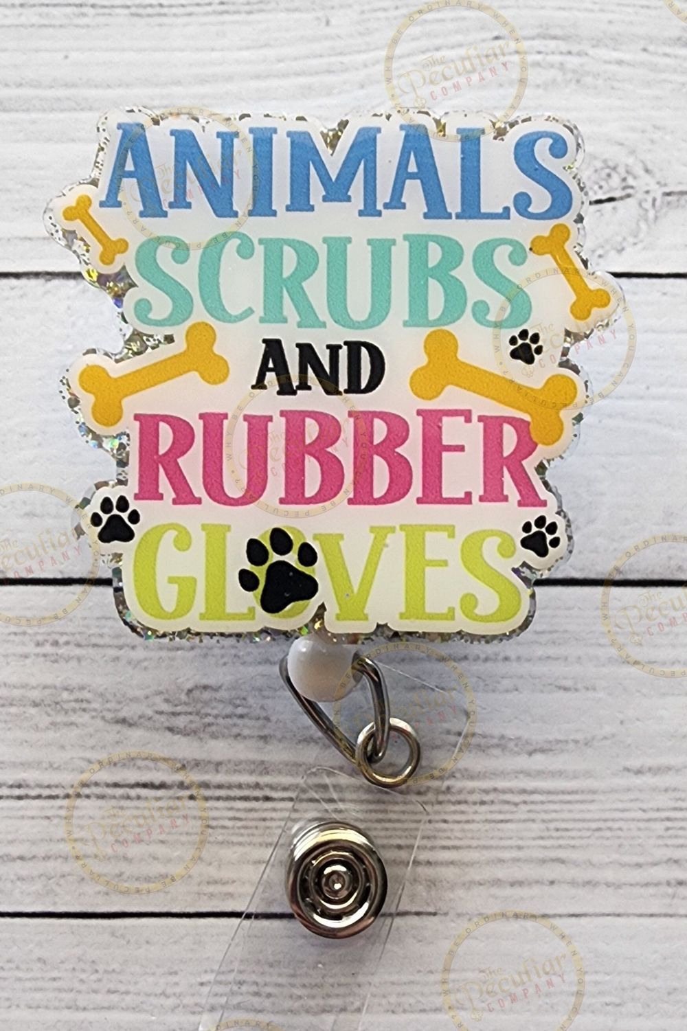 Animals Scrubs and Rubber Gloves Badge Reel, Veterinarian, p...