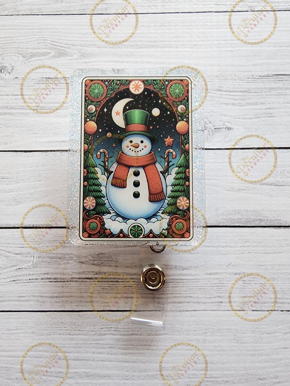 Festive Snowman Tarot Badge Reel, Christmas badge reel, Xmas...
