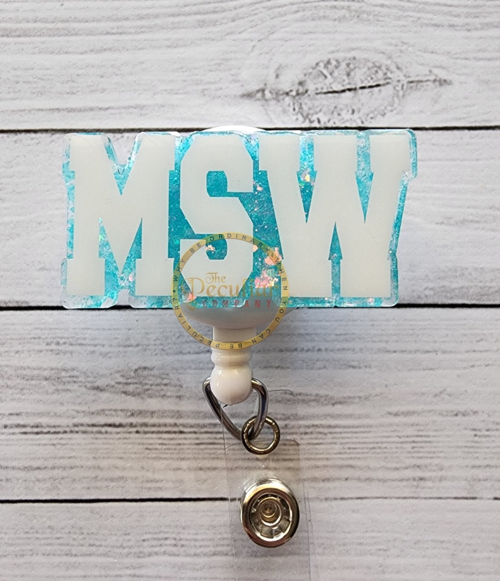 MSW (Master Social Worker) Badge Reel, badge holder, mental ...