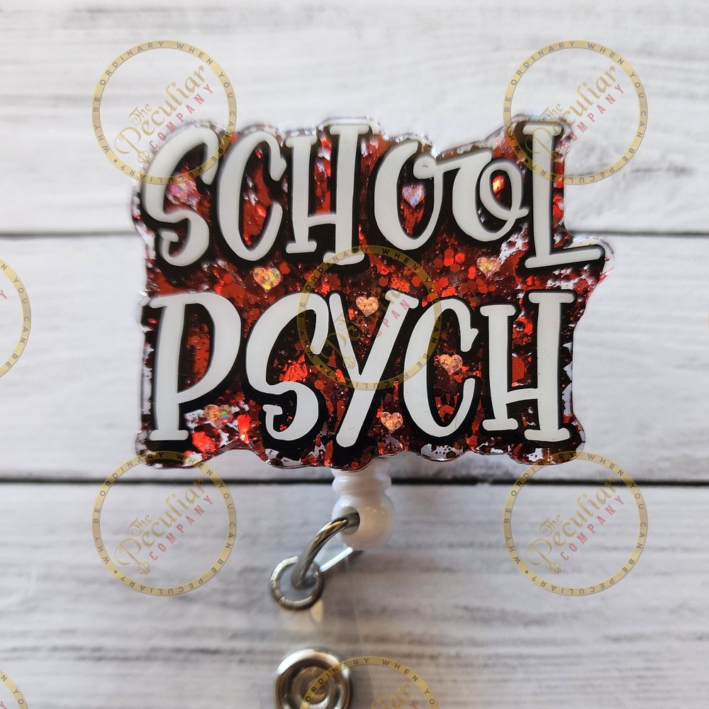 School Psych Badge Reel, Badge Holder, Mental Health Provide...