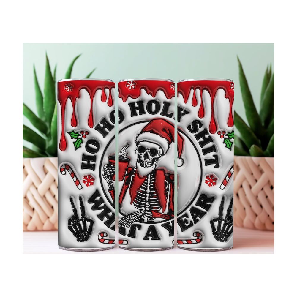Ho Ho Holy Shit What a Year 20 oz Tumbler, Santa Claus, Spoo...