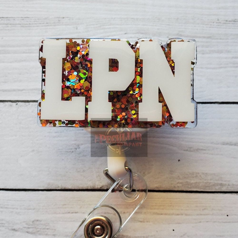 LPN (Licensed Practical Nurse) Badge Reel, badge holder, hea...
