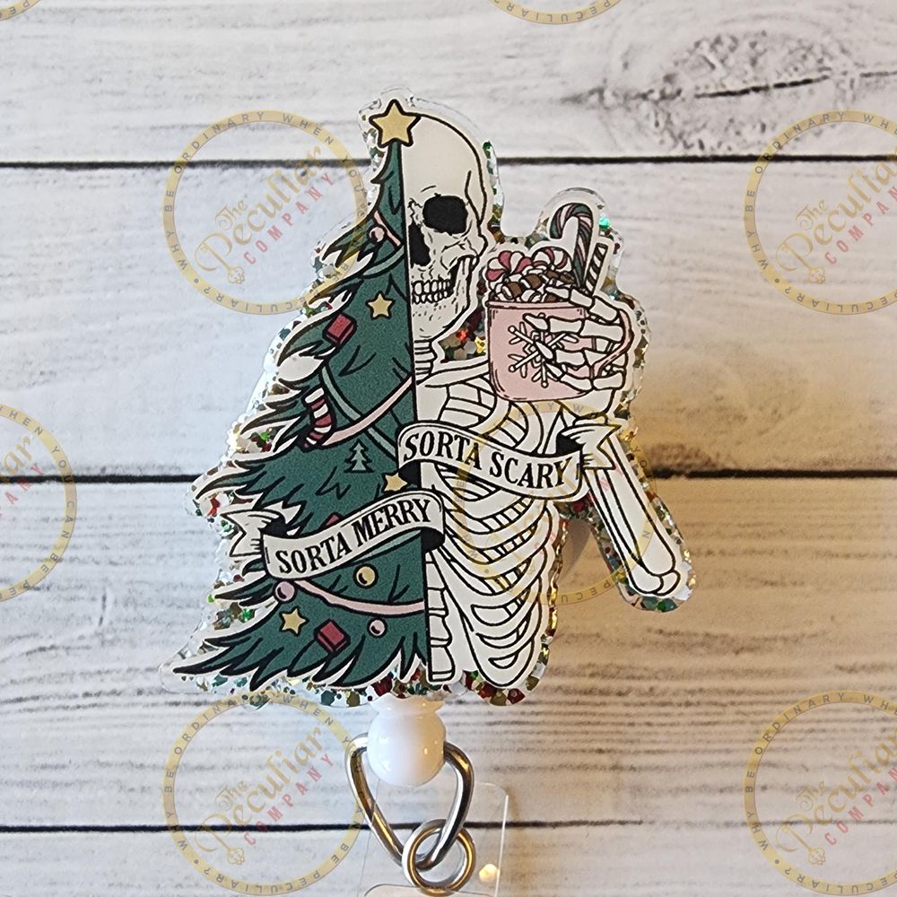 Spooky Christmas Badge Reel, Skeleton, Christmas badge, Xmas...