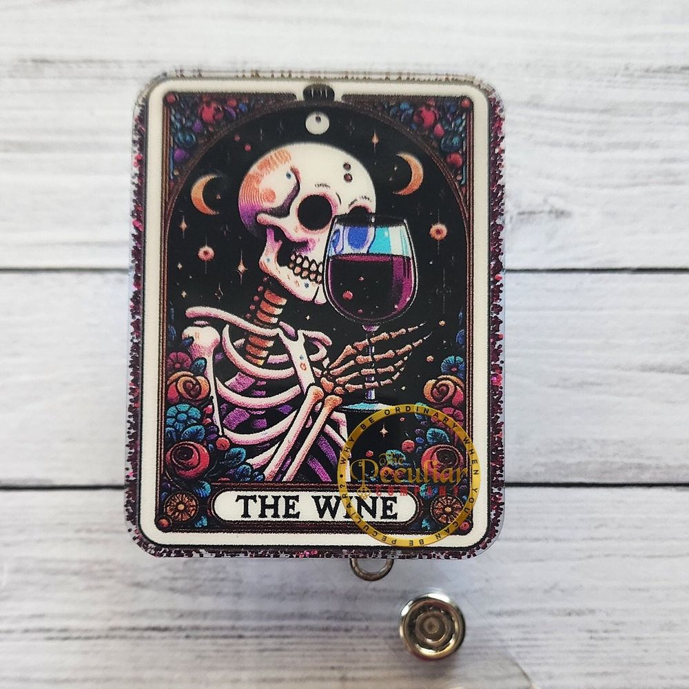 The Wine Tarot Card Badge Reel, Badge holder, for mom, birth...