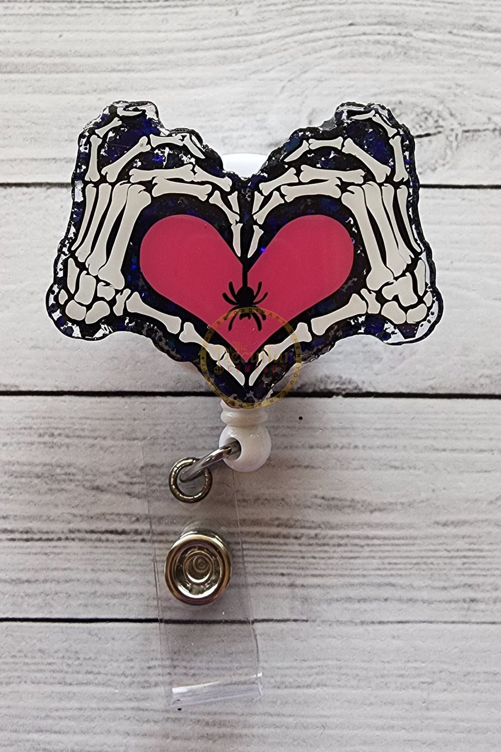 Skeleton Heart Badge Reel, Badge holder, work badge, spooky ...