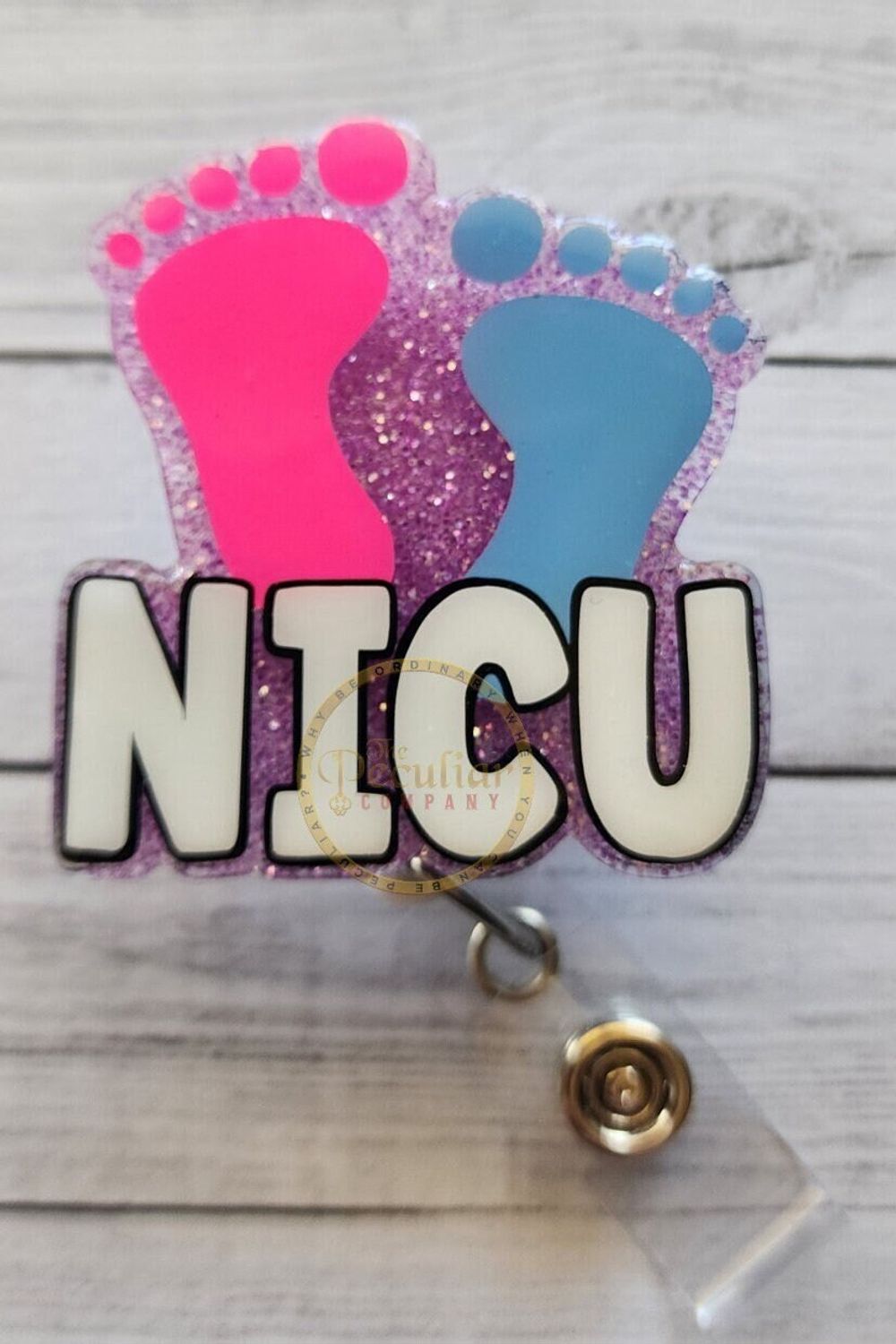 NICU Badge Reel with Feet, Neonatal unit badge reel, badge h...