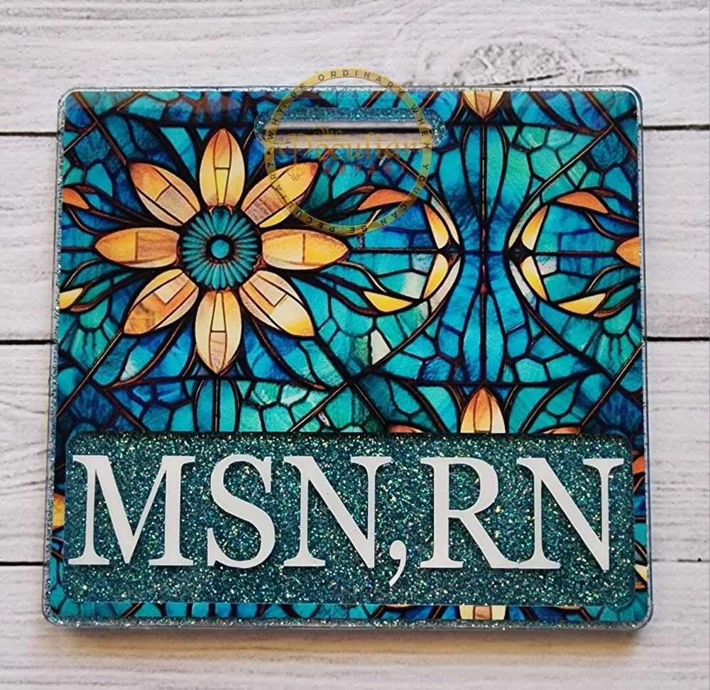 Stained Glass Sunflower Badge Buddy (Variety of Sizes), flor...